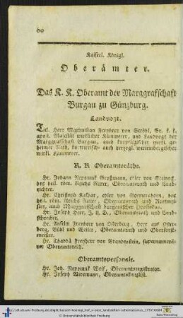 Kaiserl. Königl. Oberämter.