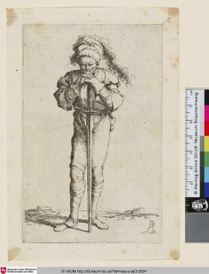 [Soldier holding a long sword with both hands; Krieger, der ein langes Schwert mit beiden Händen hält]