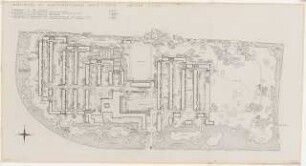 Grünflächen am Bereitschaftslager der Pommerschen Industrie, Barth-Stein: Lageplan mit Gartenplan für Sträucher und Bäume 1:500