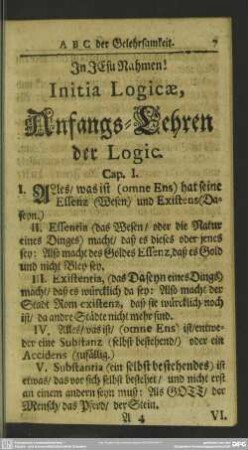Initia Ligicae, Anfangs-Lehren der Logic