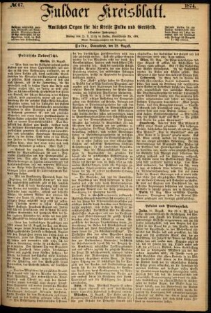 Ausgabe vom Samstag, den 22. August 1874.