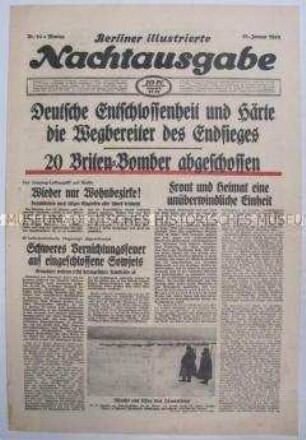Abendzeitung "Berliner illustrierte Nachtausgabe" u.a. über einen Luftangriff auf Berlin und den Abschuss von 20 britischen Bombern