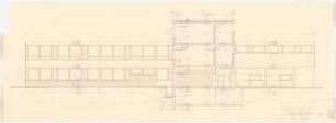 Grünflächen am Schulzentrum, Hilden: Realschule: Quertrakt Ansicht Nordost 1:50 (Zeichnung des Architekten)