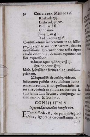 Consilium V. In paralysi, pro quodam honesto viro