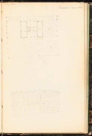 Skizzenbuch: Villa Farnese, Caprarola: Grundriss, Ansicht