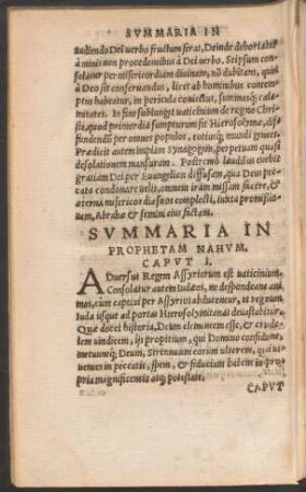 Summaria In Prophetam Nahum.
