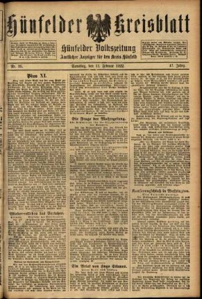 Ausgabe vom Samstag, den 11. Februar 1922.