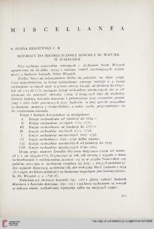 5: Materiały do historii budowy kościoła ss. Wizytek w Warszawie