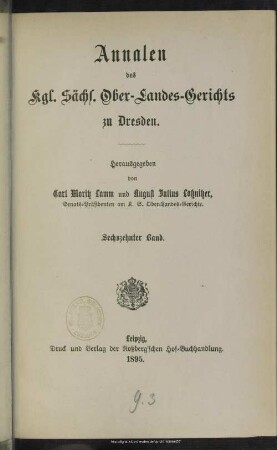 16.1895: Annalen des Kgl. Sächsischen Ober-Landes-Gerichts zu Dresden