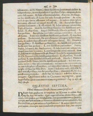 Quaestio Septima. Estne Humana Christi Natura omnipraesens?