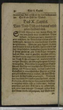 Das X. Capitel. Vom Nach-Tisch und darauf erfolgeten Lustbarkeiten