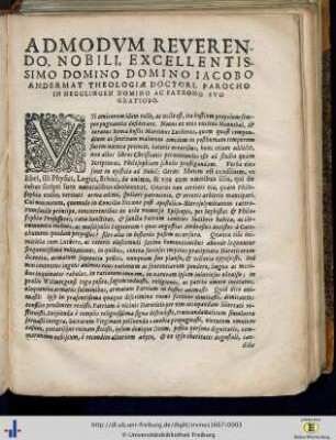 Admodum Reverendo, Nobili, Excelentissimo Domino Domino Iacobo Andermat...