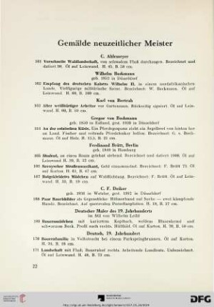 Gemälde neuzeitlicher Meister (Nr. 161-209)