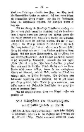 Die Bildsäule des General-Feldmarschalls Jakob v. Keith