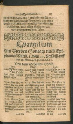 Evangelium Am Vierdten Sontage nach Epiphania