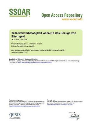 Teilzeiterwerbstätigkeit während des Bezugs von Elterngeld