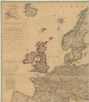 Neueste Post- und General-Karte von Europa : Mit der neuesten Länder-Abtheilung des Letzten Frieden-Tractats = Nouvelle Carte Géographique, et des Postes de L'Europe