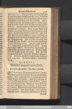 CLXXXVI. Von der ungeordneten Liebe. Person Freund, Sachen Feind.