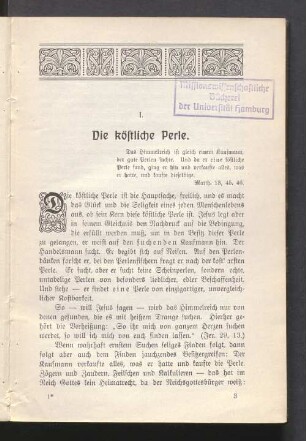 I. Die köstliche Perle
