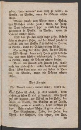 Das Zweyte. Mel. Wenn's immer, wenn's immer, wenn's [et]c.