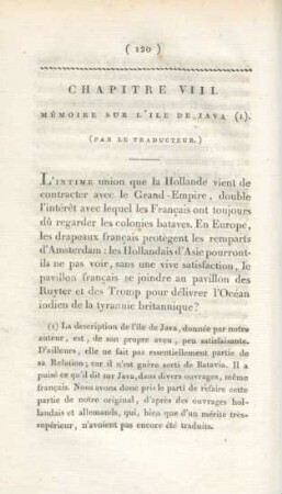 Chapitre VIII. Mémoire sur l'ile de Java