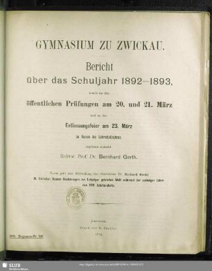 1892/93: Bericht : über das Schuljahr ...