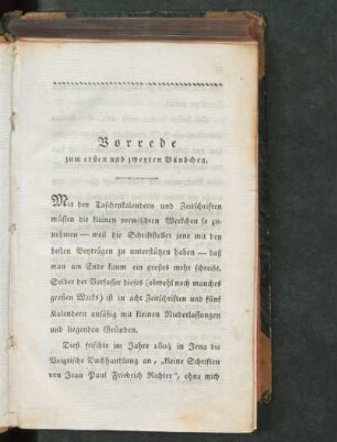 Vorrede zum ersten und zweyten Bändchen