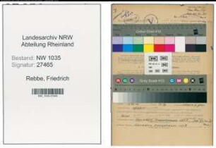 Entnazifizierung Friedrich Rebbe , geb. 03.09.1899 (Schlosser)