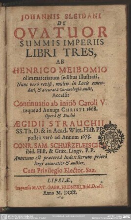 Johannis Sleidani De Quatuor Summis Imperiis Libri Tres