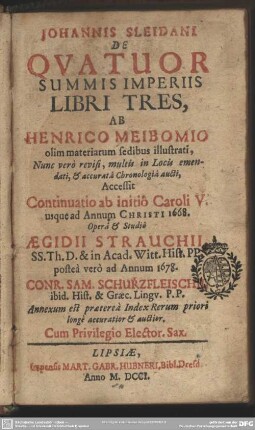 Johannis Sleidani De Quatuor Summis Imperiis Libri Tres