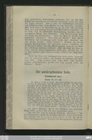 Der wiedergefundene Sohn. (Trinitatiszeit 1896.)