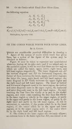 On the conics which touch four given lines.
