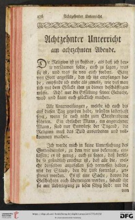 Achtzehnter Unterricht am achtzehnten Abende