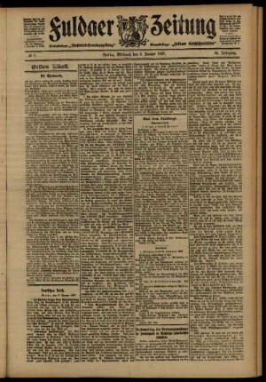 Erste Ausgabe vom Mittwoch, den 09. Januar 1907.