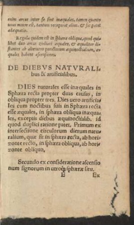 De Diebus Naturalibus & artificialibus.