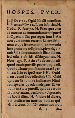 Dialogus de vita decente aetatem puerilem