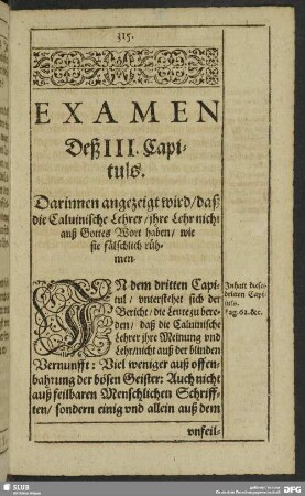 Examen Deß III. Capituls