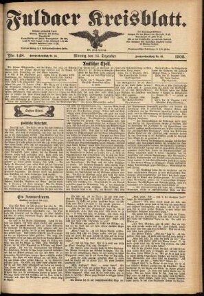 Erste Ausgabe vom Montag, den 14. Dezember 1903.