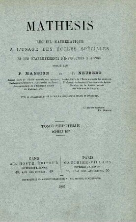 TOME SEPTIÈME OCTOBRE 1887.