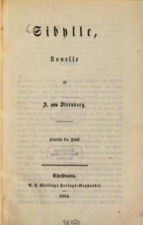 Sibylle, Novelle af Alex. von Sternberg : Oversat fra Tydsk. Tidsskr. f. Skjonl. Bd. III. H. 10 (S. 583 - 660)