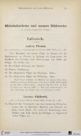 Mittelalterliche und neuere Bildwerke (Nr. 61 - 138)