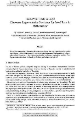 From Proof Texts to Logic. Discourse Representation Structures for Proof Texts in Mathematics