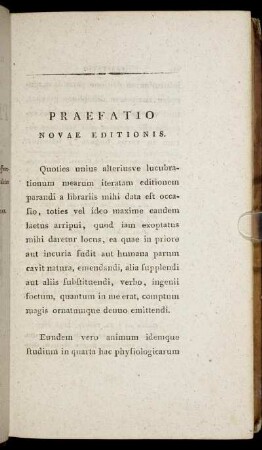 Praefatio Novae Editionis