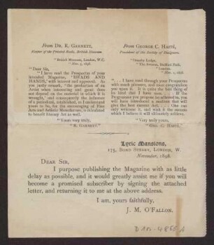 Schreiben an Hermann Muthesius (Brief)