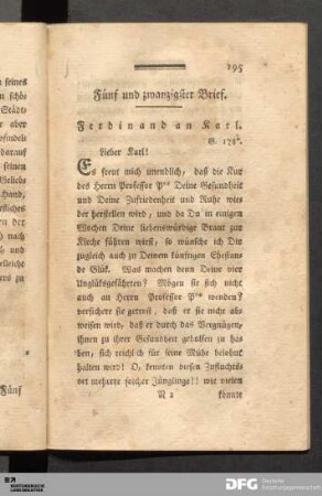 Fünf und zwanzigster Brief.
