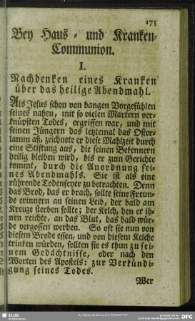Bey Haus- und Kranken-Communion