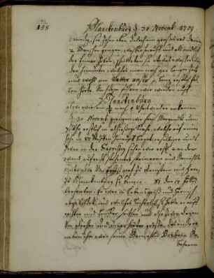 Blanckenburg 30. November 1709