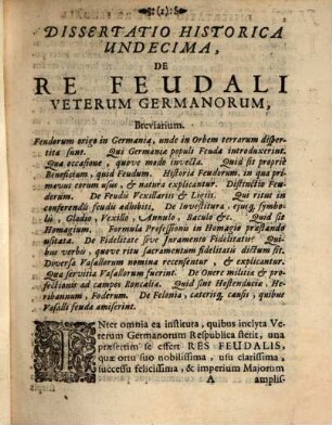 Diss. hist. undecima de re feudali veterum Germanorum