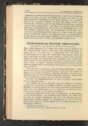 Self-Government und Marianische Schüler-Sodalität : eine Parallele
