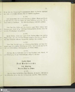 Zweiter Theil. Das Sachenrecht